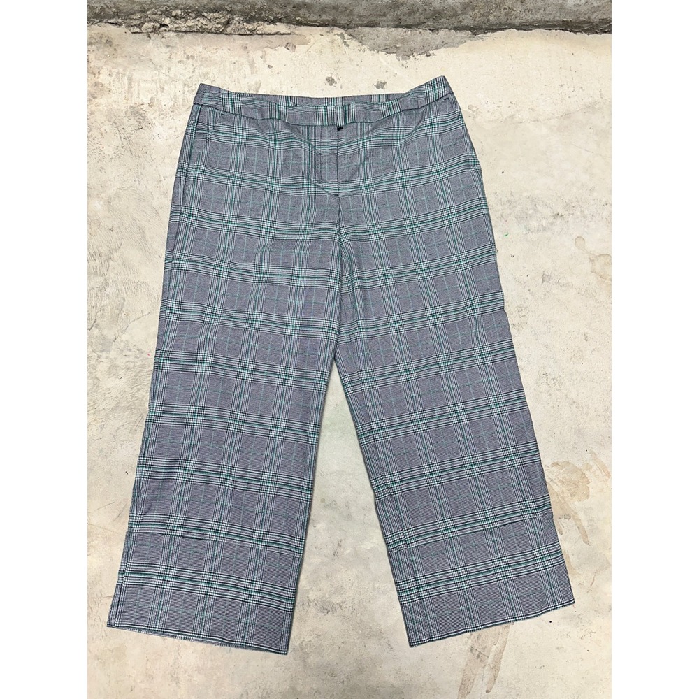 Worthington Plaid Wide Leg Cropped Dress Pants Career‎ Casual Size 14